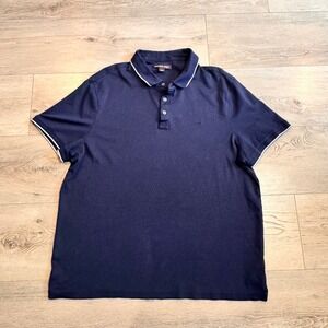 Michael Kors XL Xlarge Polo Shirt Navy Blue White Trim‎ Short Sleeve Casual Mens